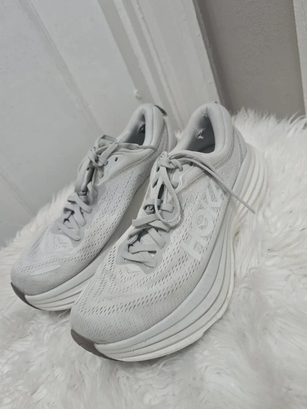 Hoka Bondi 8 Running Shoes Men's Size 8B Lunar Rock / Nimbus Cloud